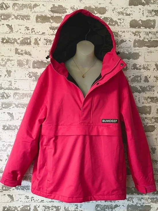 Hot Pink Snowboard Ski Anorak Jacket Pullover Hooded Waterproof Streetwear S - Picture 2 of 9